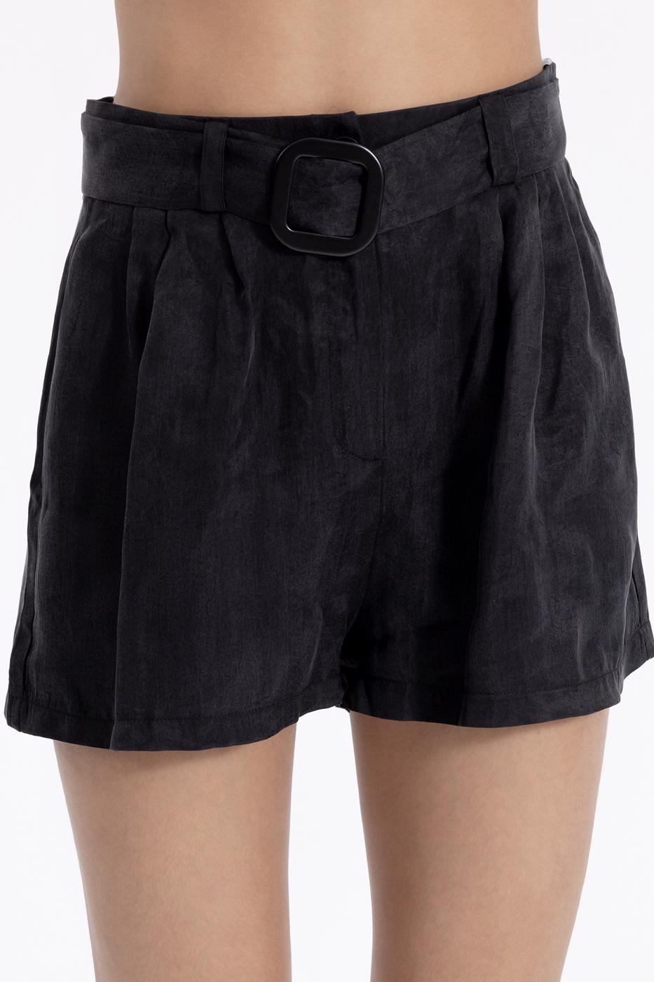 Bayan Siyah Pileli  Mini  Şort