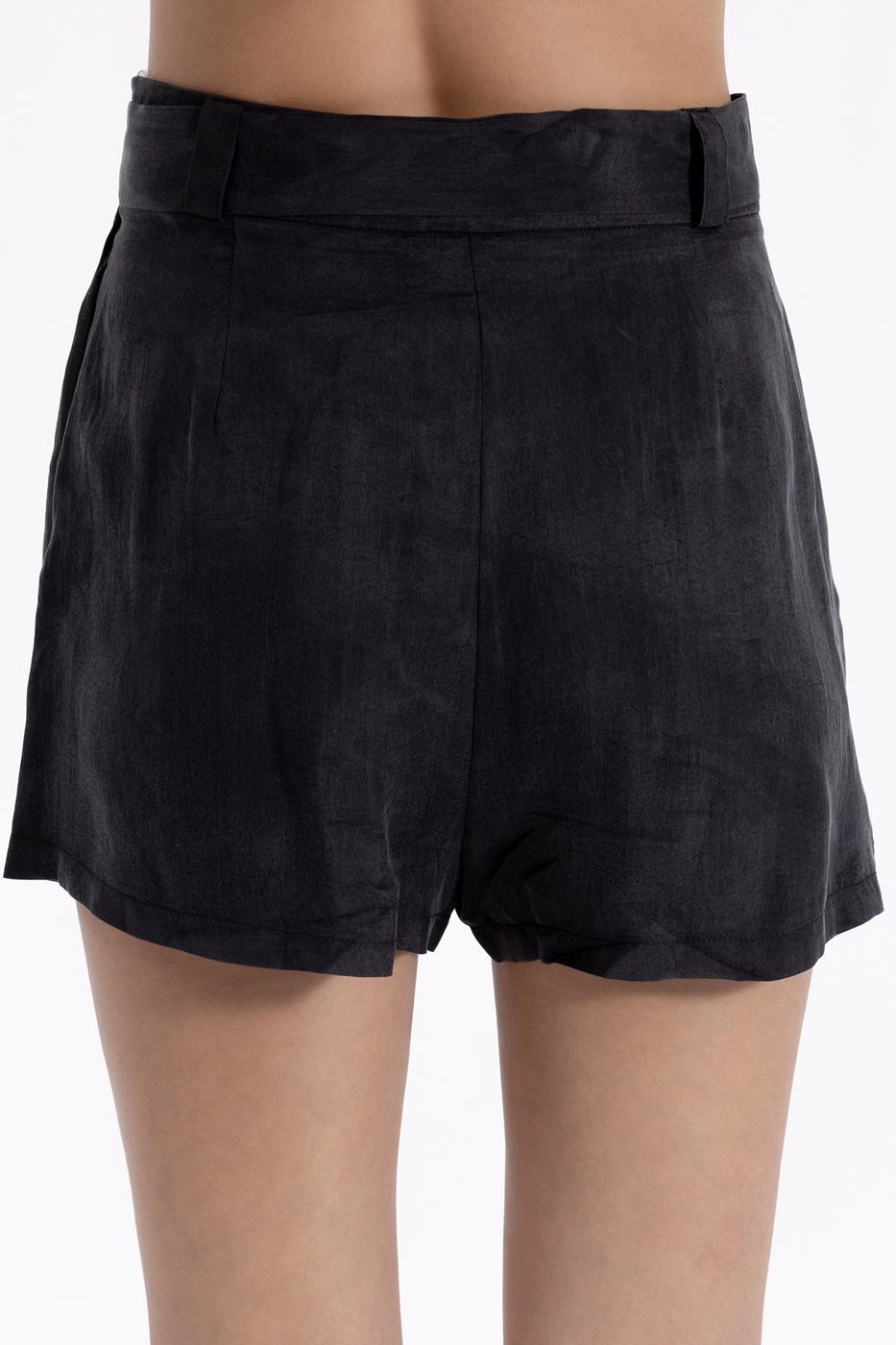 Bayan Siyah Pileli  Mini  Şort