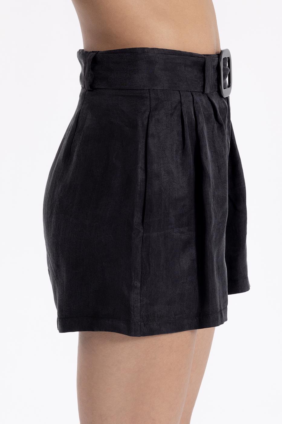 Bayan Siyah Pileli  Mini  Şort