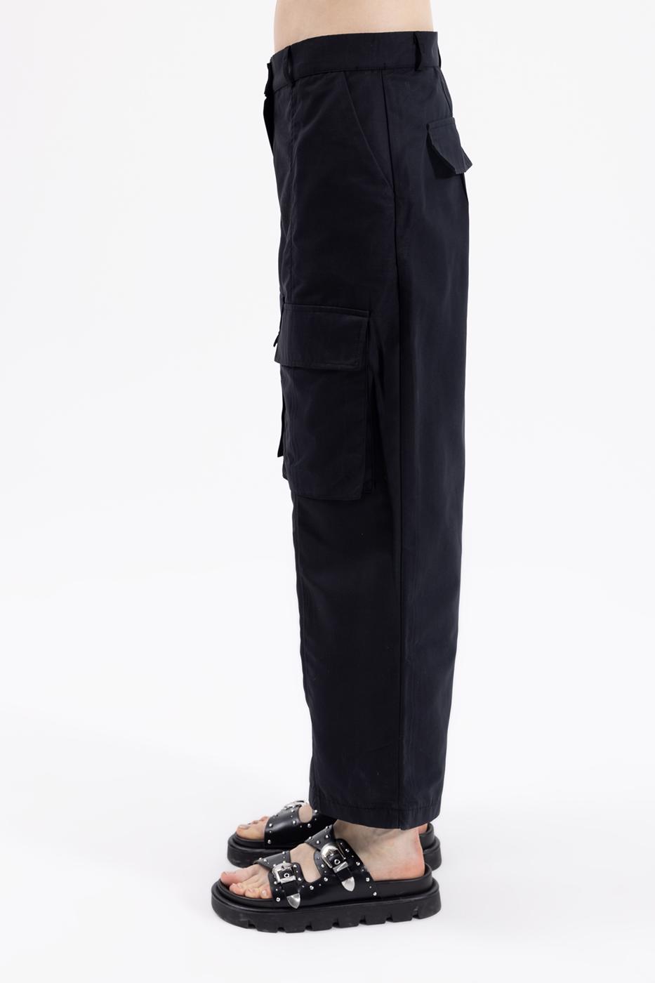 Bayan Siyah Kargo Cep Pantolon