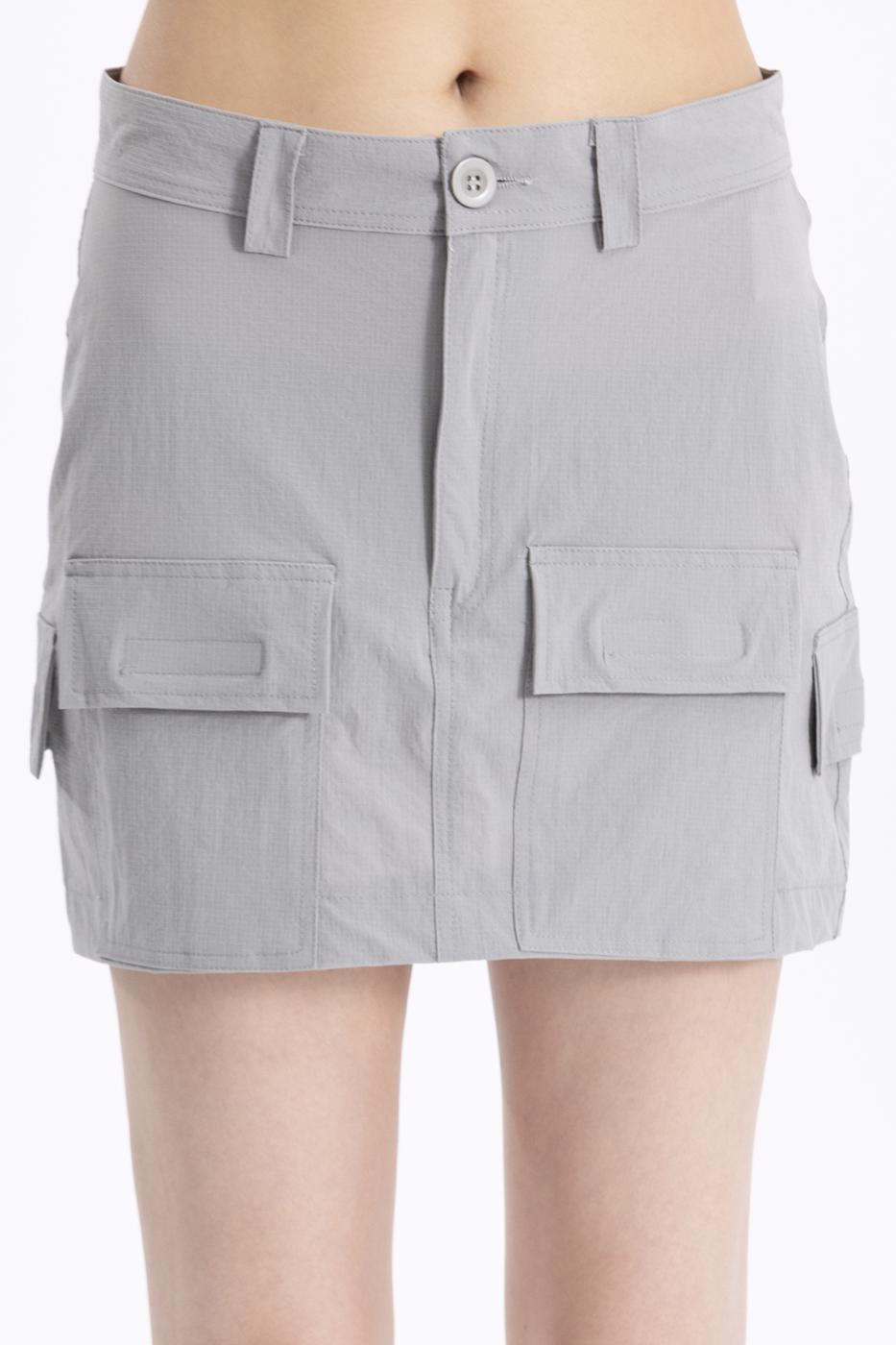 Bayan Gri Cep  Detaylı  Dar Mini Etek