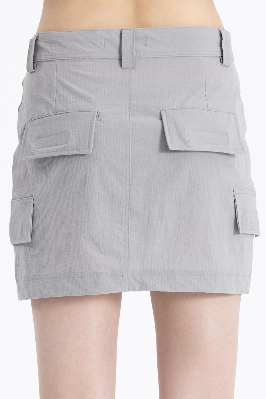 Bayan Gri Cep  Detaylı  Dar Mini Etek