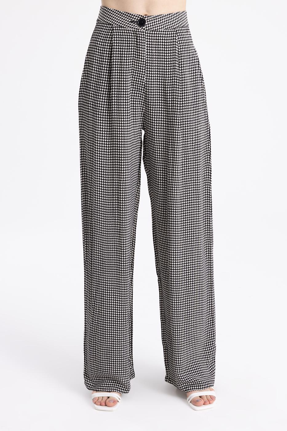 Bayan Siyah Pileli  Bol  Pantolon