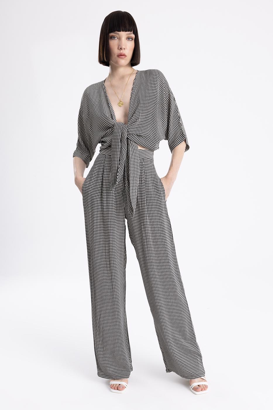 Bayan Siyah Pileli  Bol  Pantolon