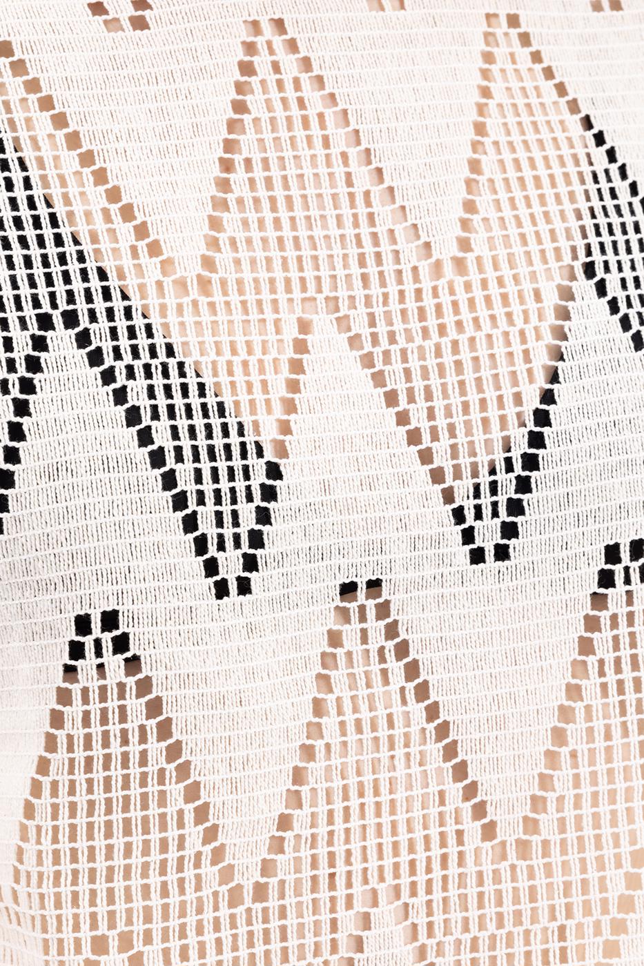 Bayan Ekru Kayık Yaka Uzun Kollu Dantel Bluz