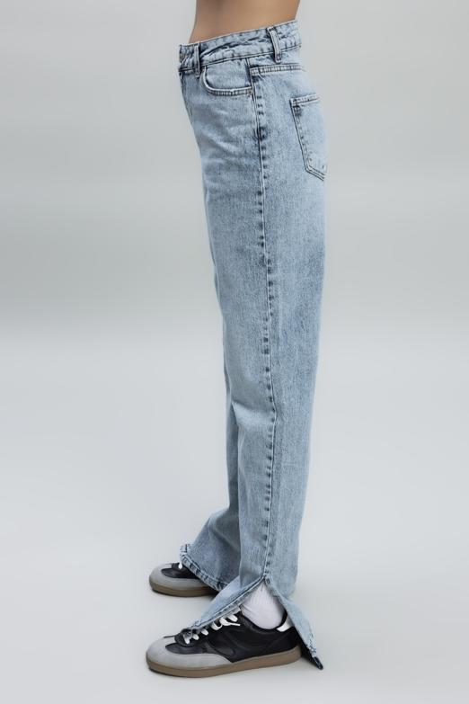 Bayan Mavi Orta Bel Düz Kesim Denim Pantolon - BSL