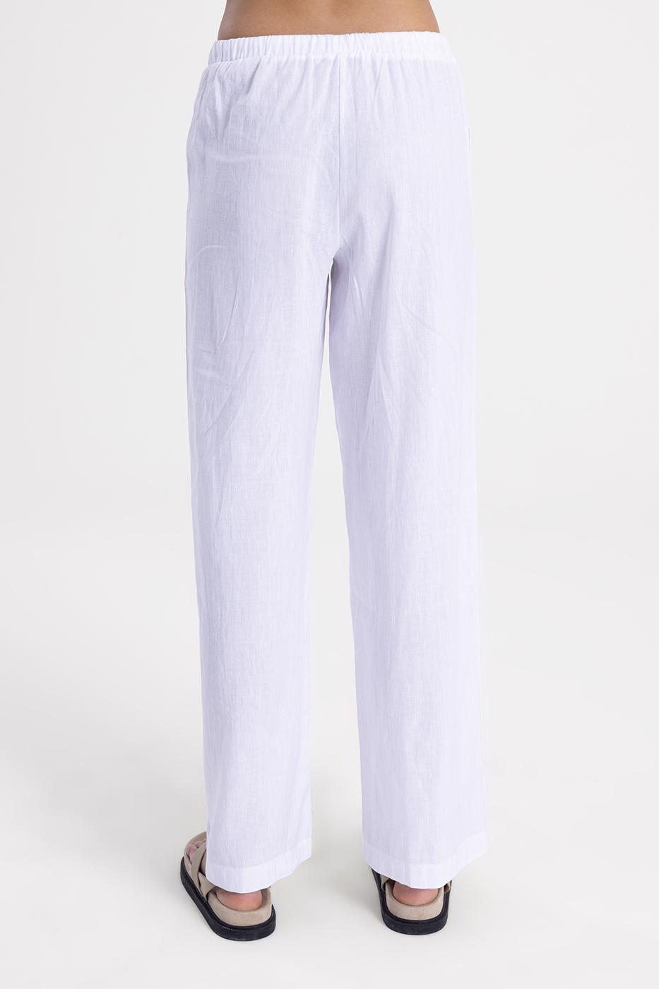 Bayan Beyaz Keten  Pantolon