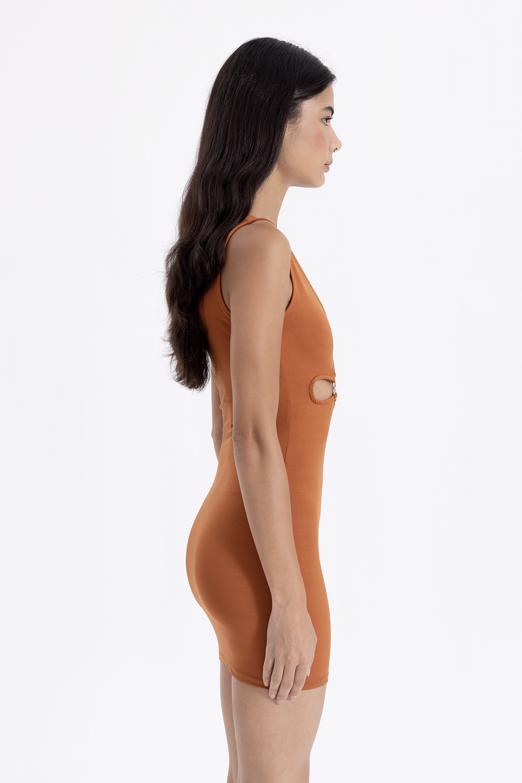 Bayan Kahverengi Kalem Mini Elbise - BSL