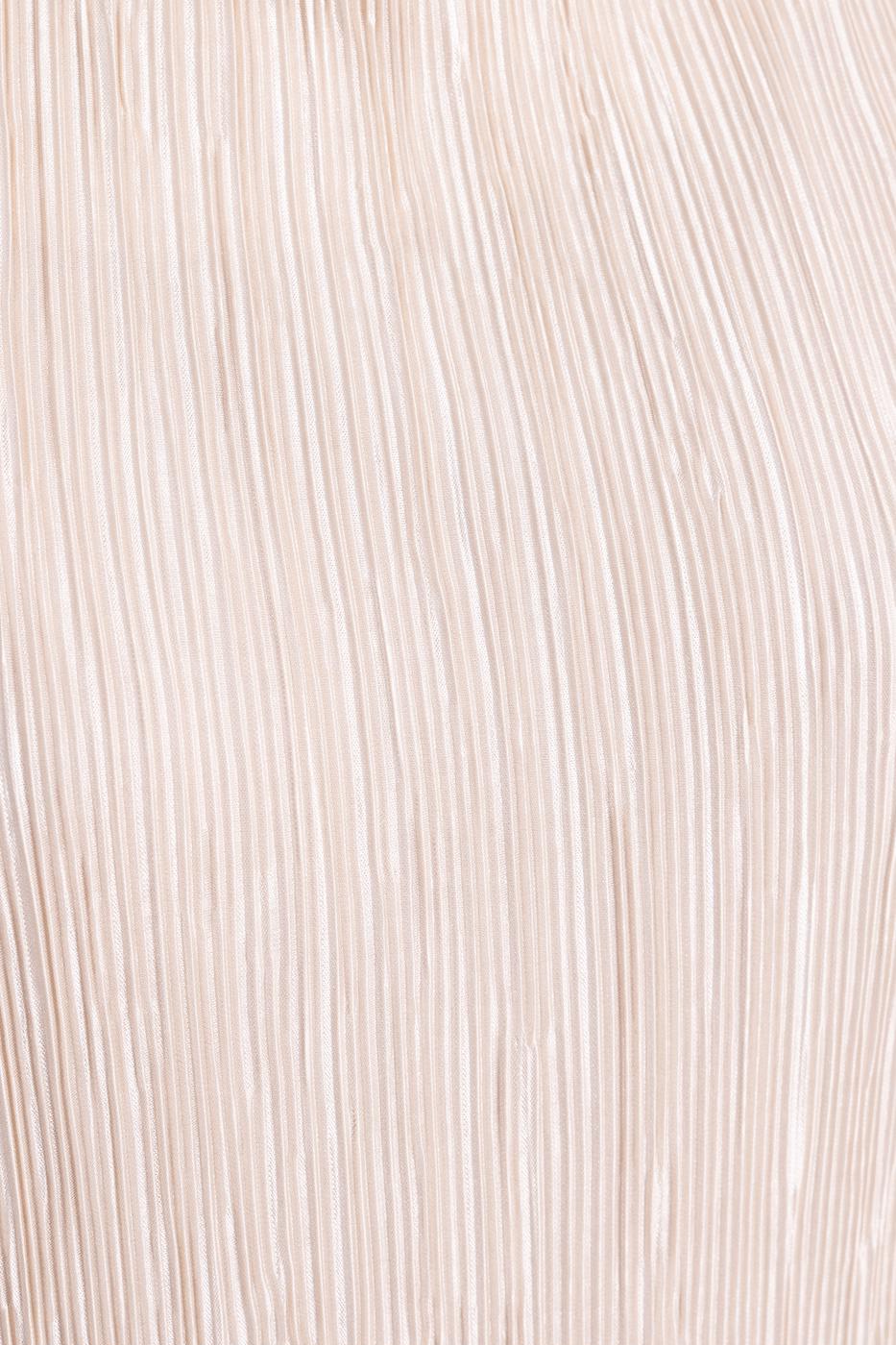 Bayan Ekru Kısa Kollu Piliseli  Bluz