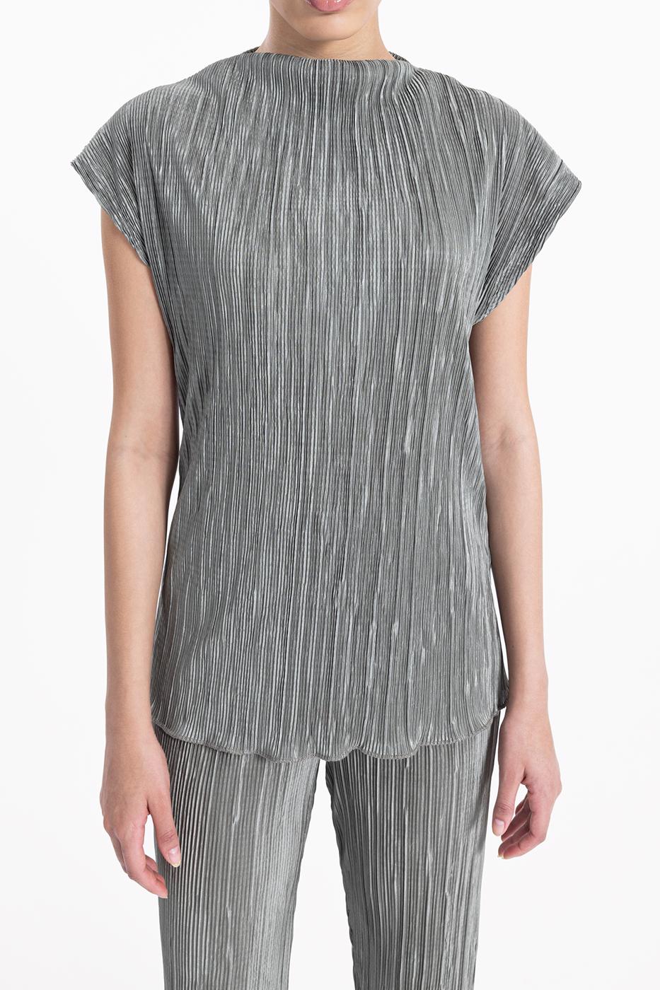 Bayan Haki Kısa Kollu Piliseli  Bluz