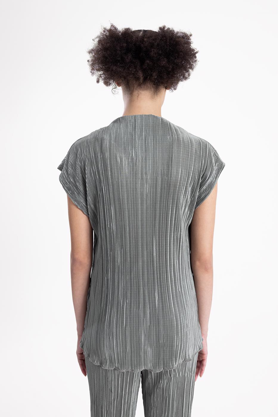 Bayan Haki Kısa Kollu Piliseli  Bluz