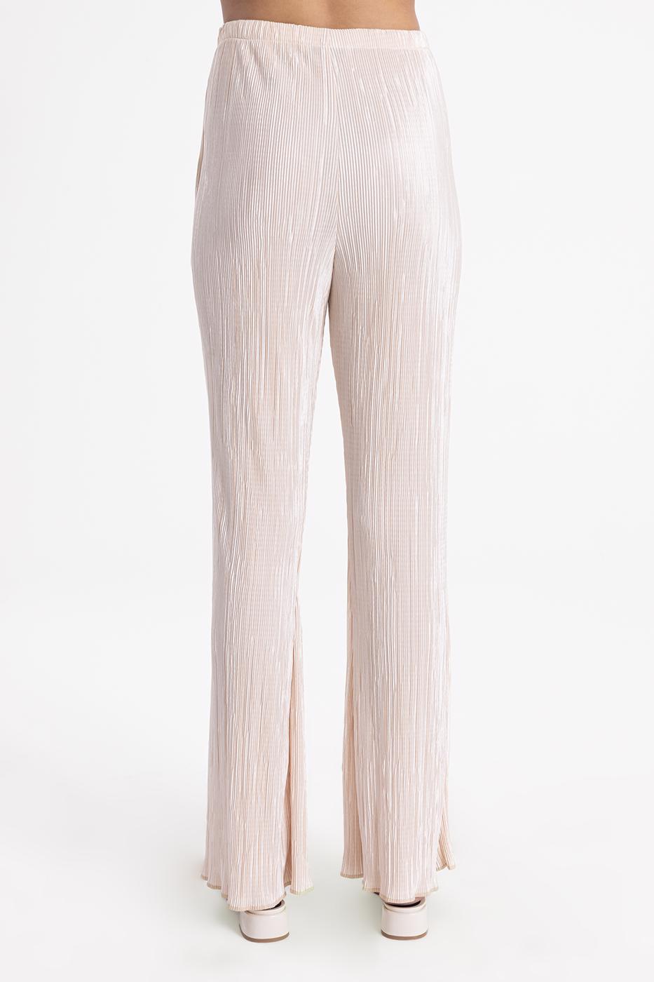 Bayan Ekru Piliseli İspanyol Paça Pantolon