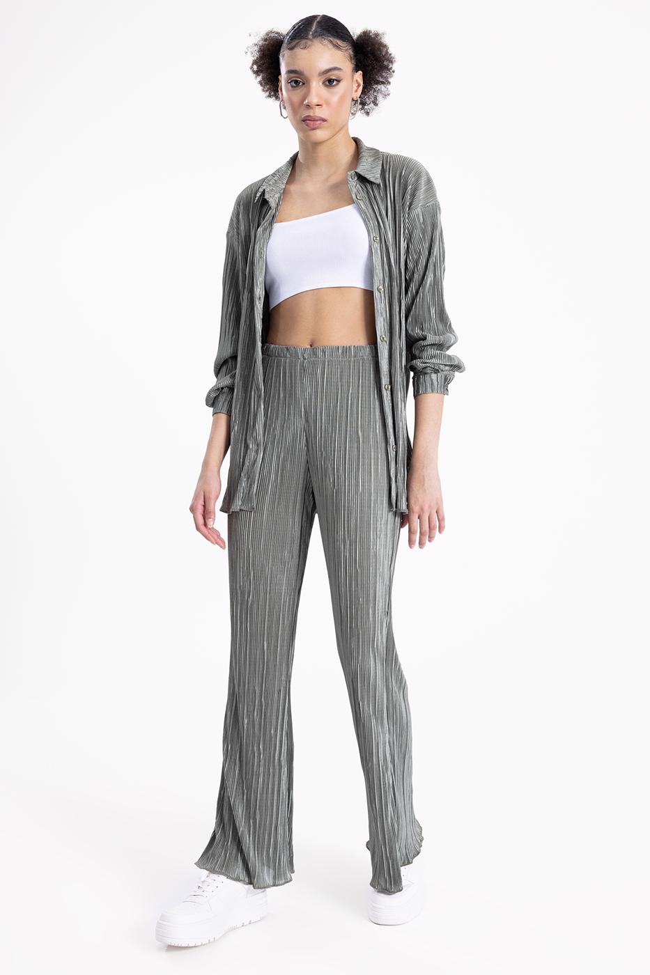 Bayan Haki Piliseli İspanyol Paça Pantolon