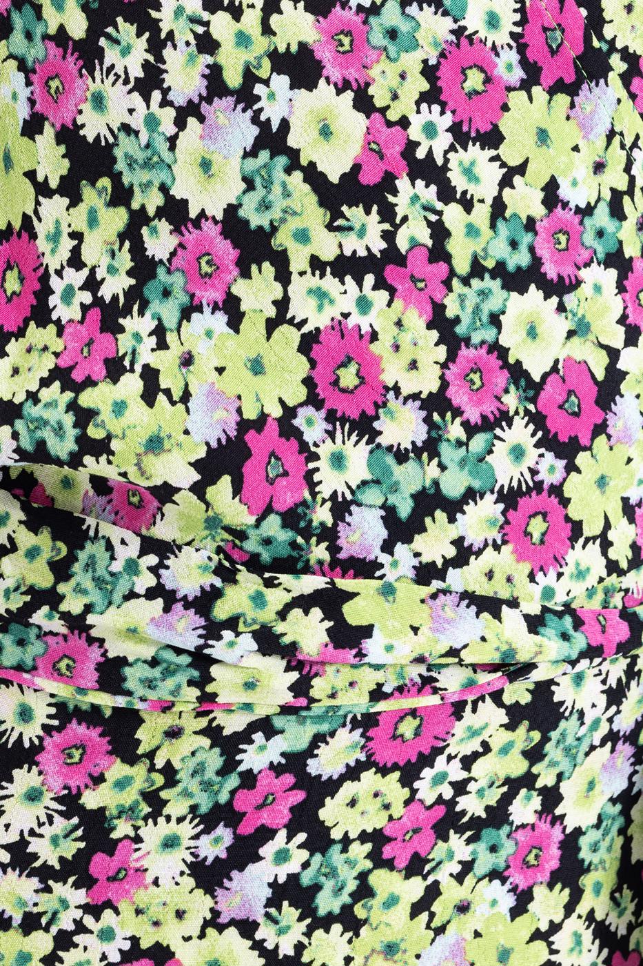 Bayan Yeşil Anvelop Kapama Desenli Midi Elbise