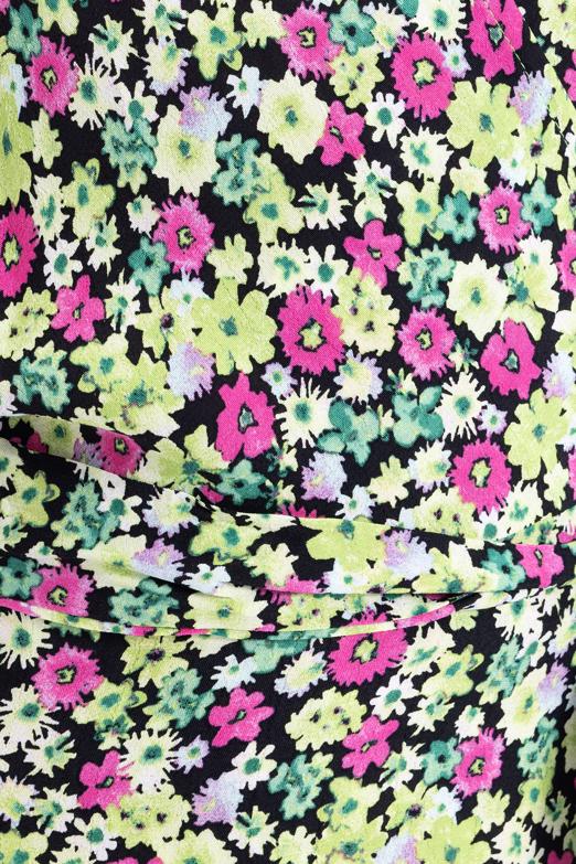 Bayan Yeşil Anvelop Kapama Desenli Midi Elbise - BSL