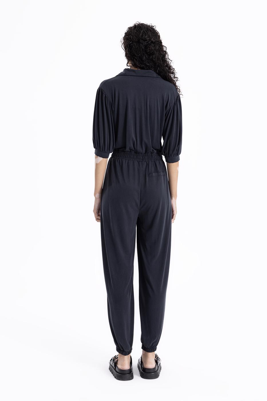 Bayan Antrasit Gömlek Yaka Jogger Tulum