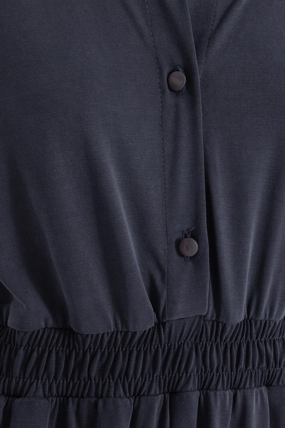 Bayan Antrasit Gömlek Yaka Jogger Tulum