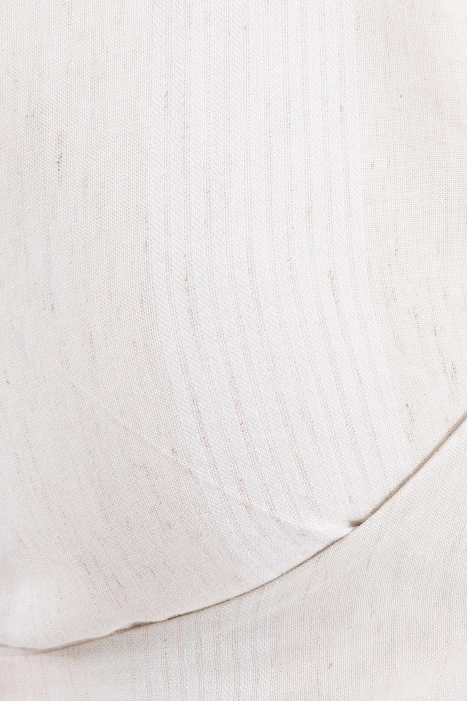 Bayan Krem Bağlamalı Çizgili Keten Bustiyer