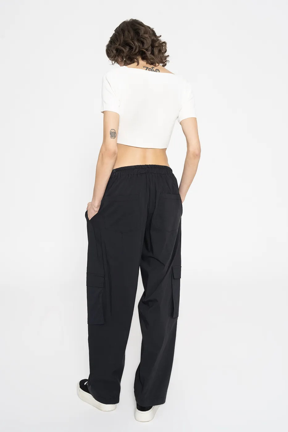 Bayan Siyah Bol Kargo Pantolon