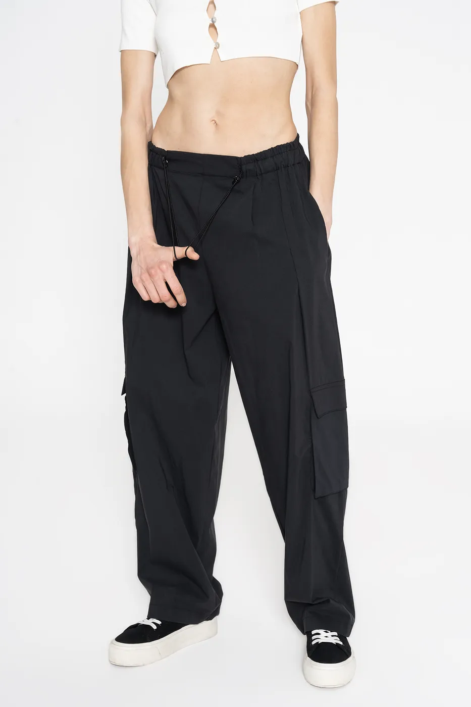 Bayan Siyah Bol Kargo Pantolon