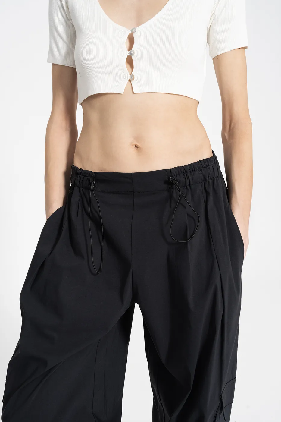 Bayan Siyah Bol Kargo Pantolon