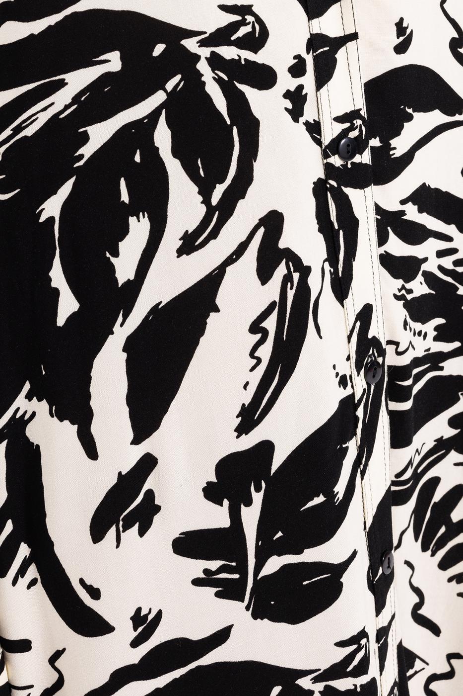 Bayan Krem Uzun Kollu Desenli Tunik Elbise