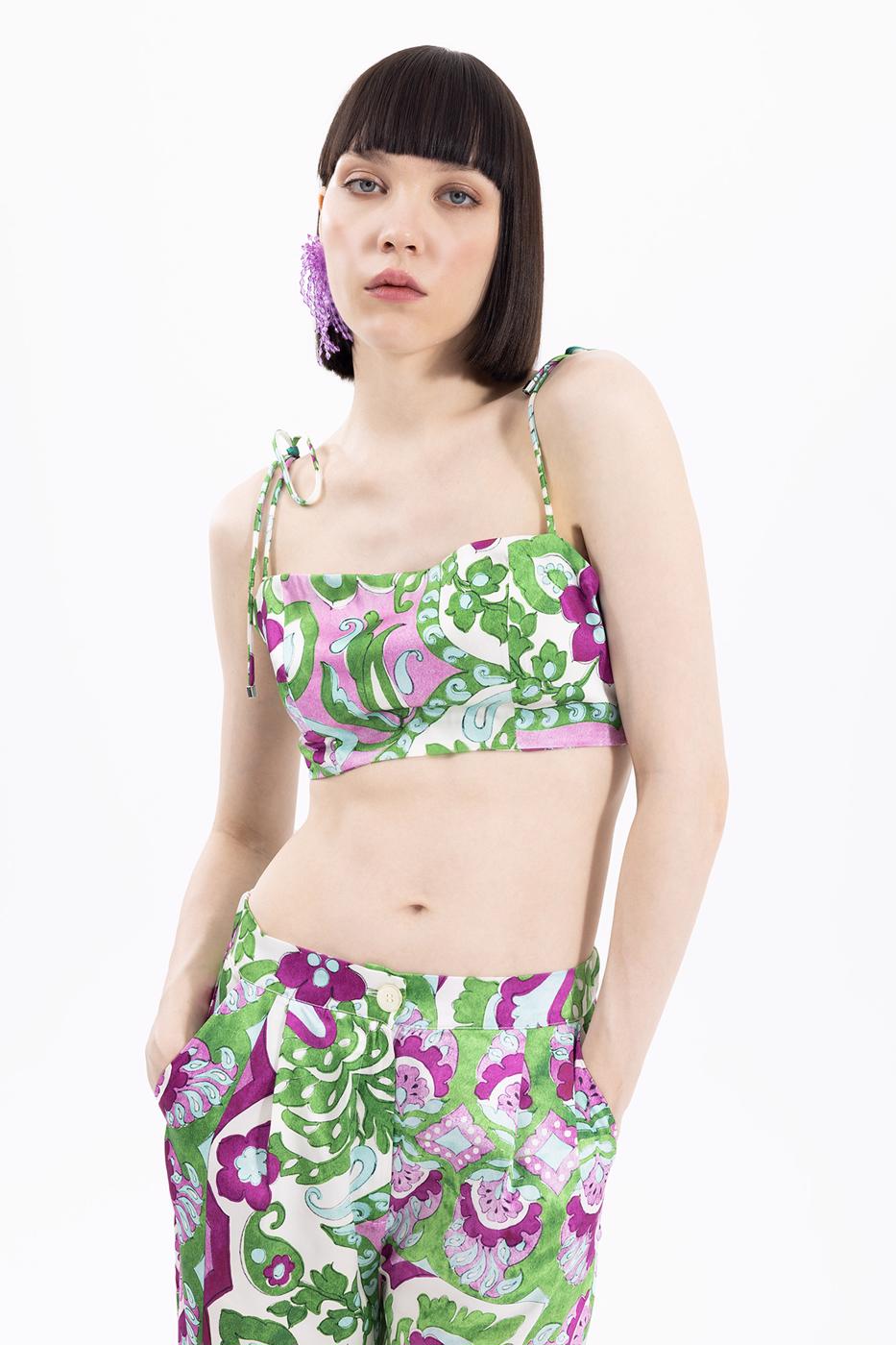 Bayan Yeşil Askılı Saten Bustiyer