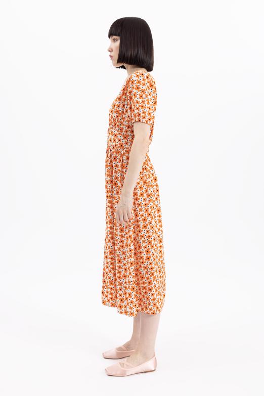 Bayan Kırmızı V Yaka Desenli Gömlek Elbise - BSL