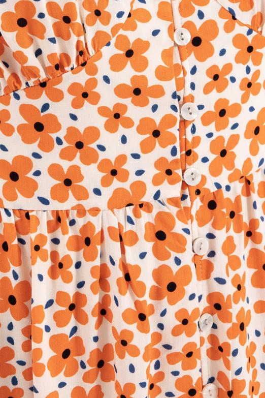 Bayan Kırmızı V Yaka Desenli Gömlek Elbise - BSL