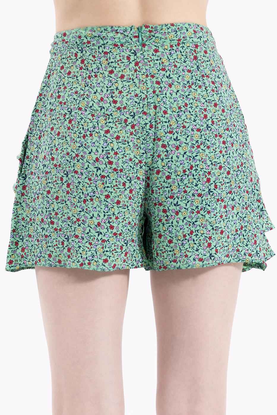 Bayan Yeşil Desenli Şort Etek