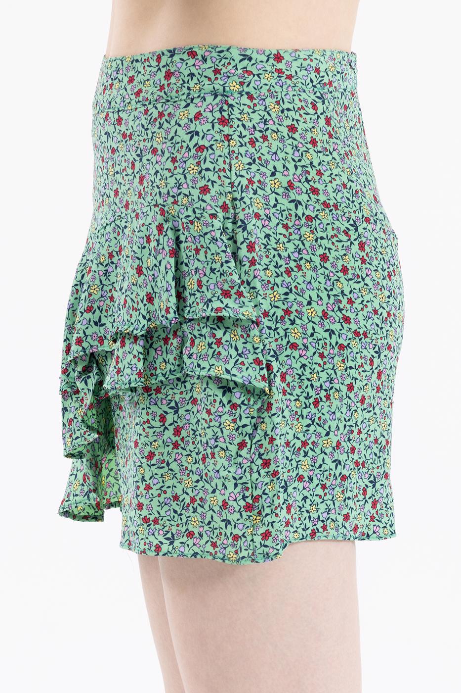 Bayan Yeşil Desenli Şort Etek