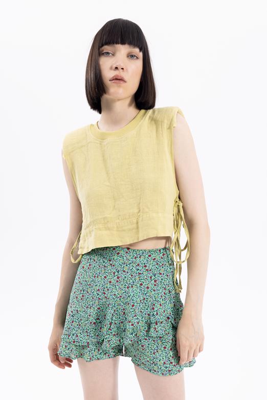 Bayan Yeşil Desenli Şort Etek - BSL