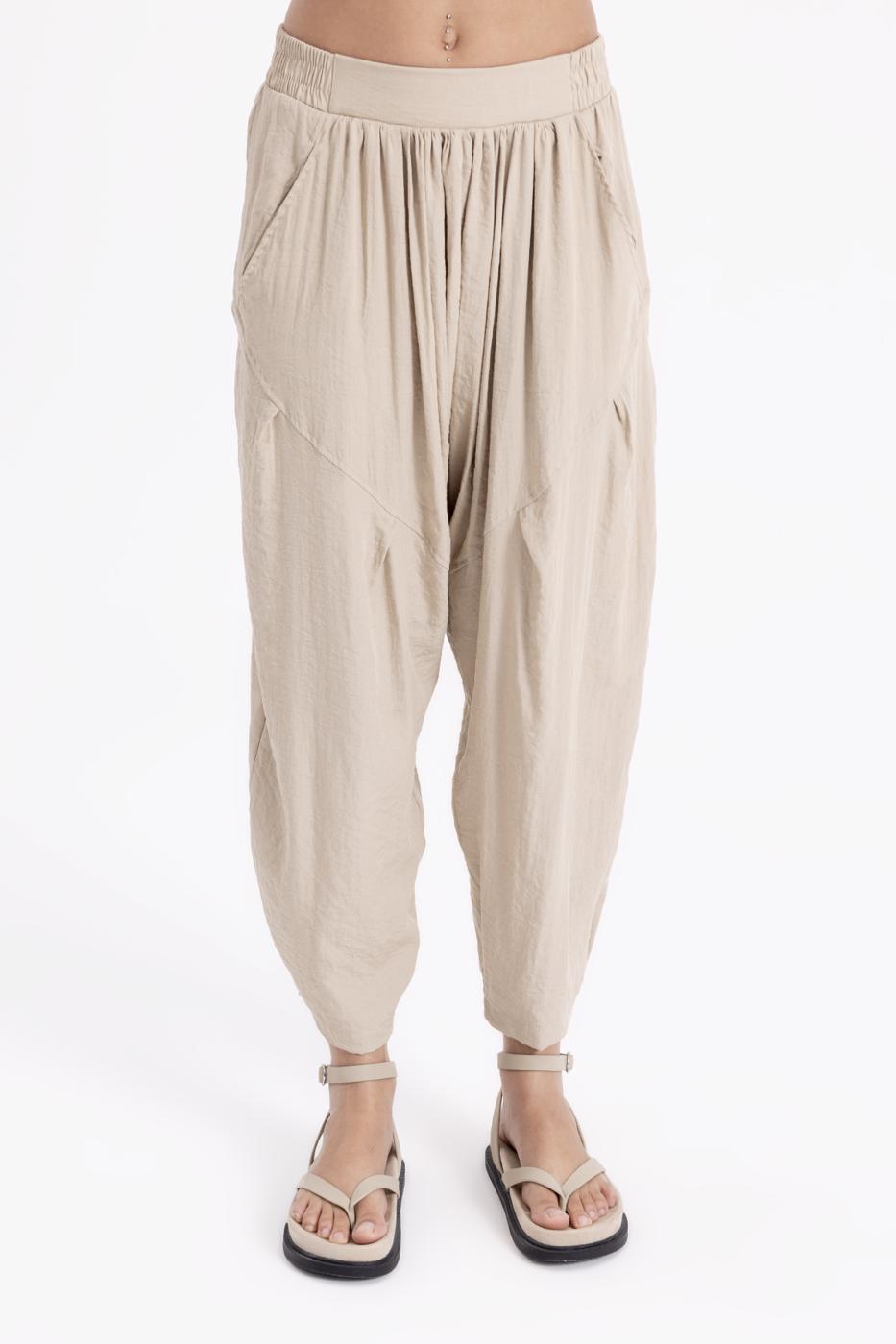 Bayan Taş Büzgü Detaylı Şalvar Pantolon