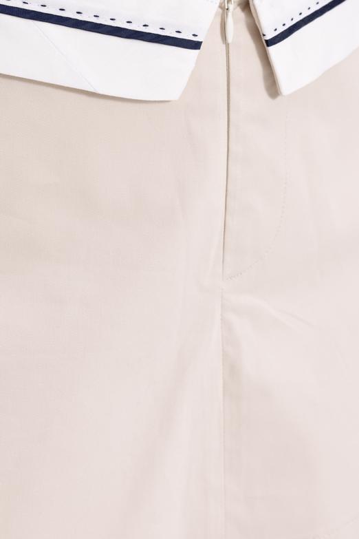 Bayan Krem Katlanır Bel Bantlı Şort Etek - BSL