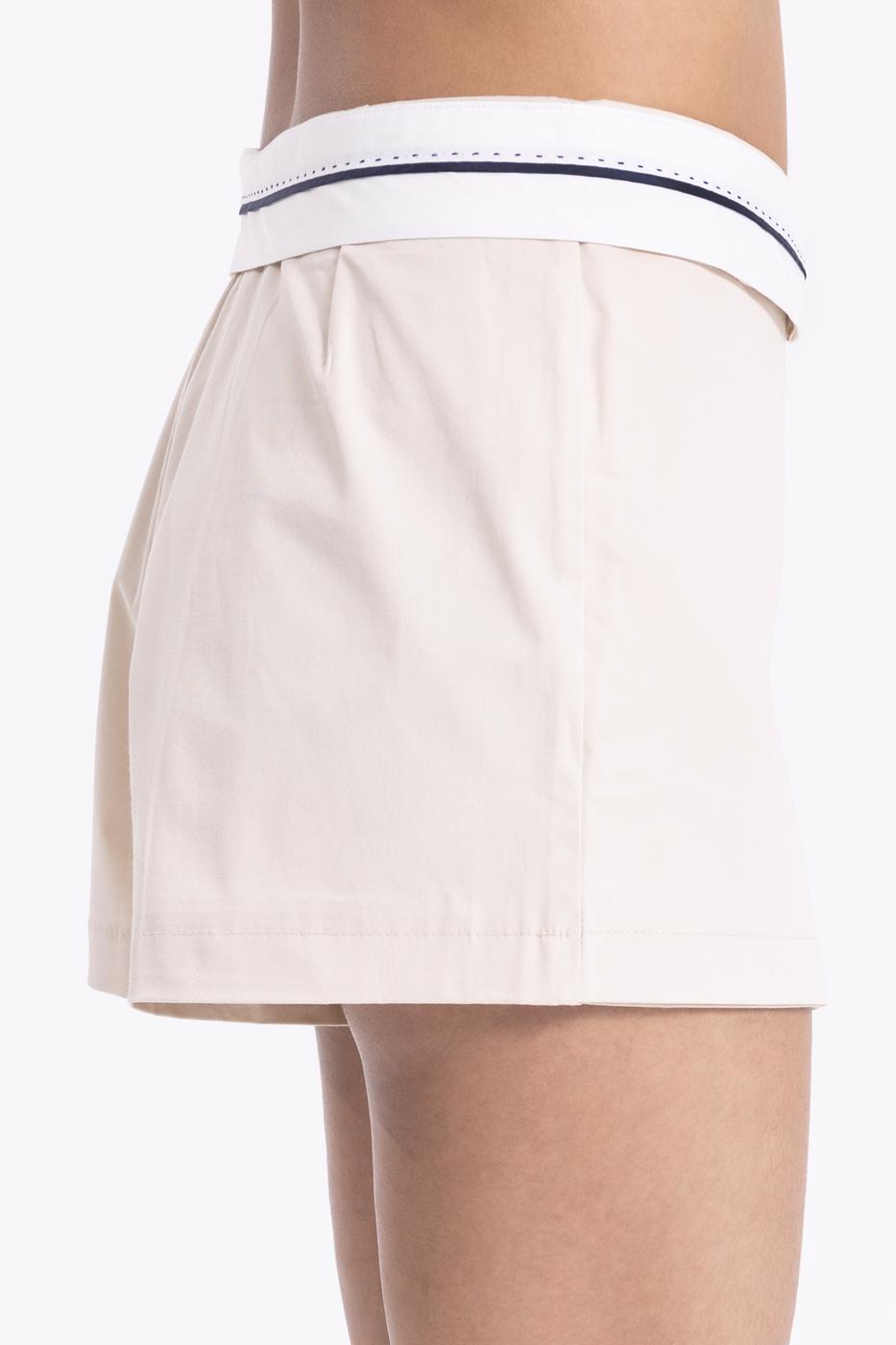 Bayan Taş Katlanır Bel Bantlı Şort Etek