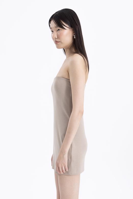 Bayan Vizon Straplez Mini Elbise - BSL