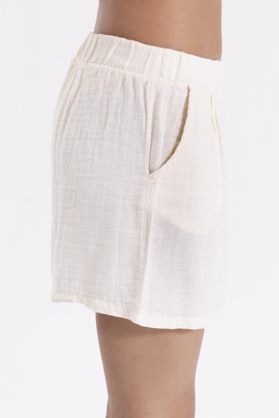 Bayan Ekru Cotton Mini Şort