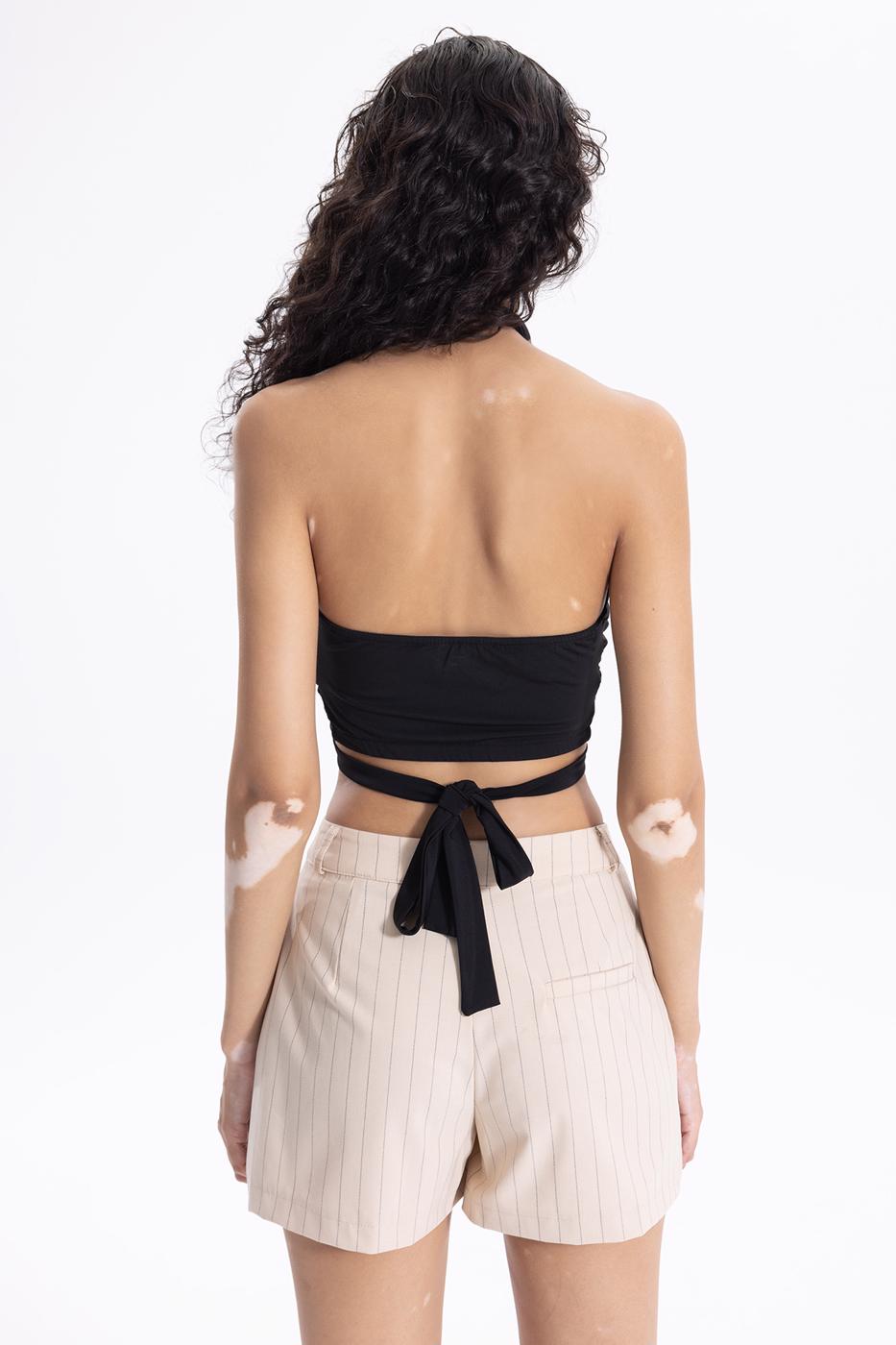 Bayan Siyah Çapraz Bağlamalı  Bustiyer