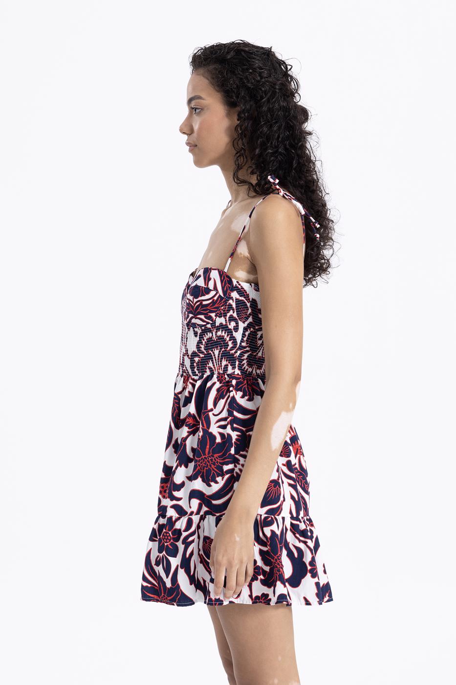 Bayan Lacivert Askılı Mini Elbise