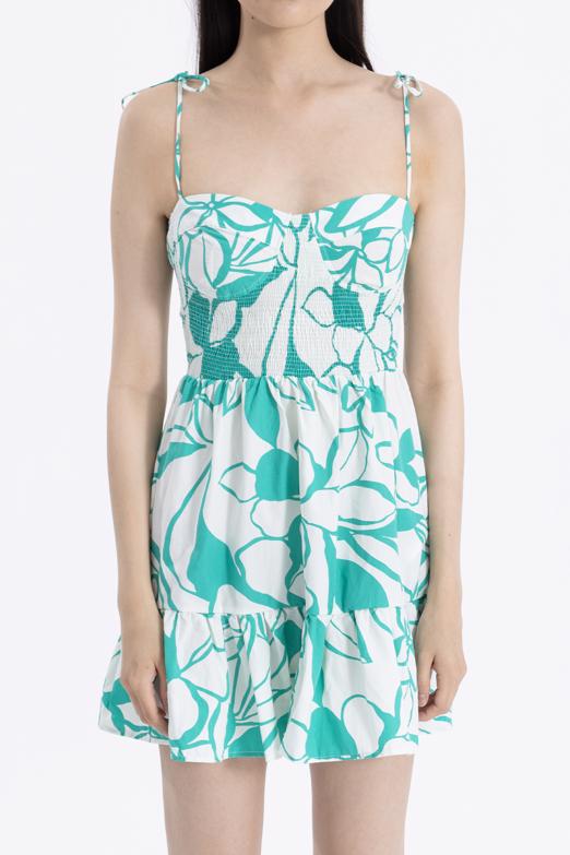 Bayan Yeşil Askılı Mini Elbise - BSL