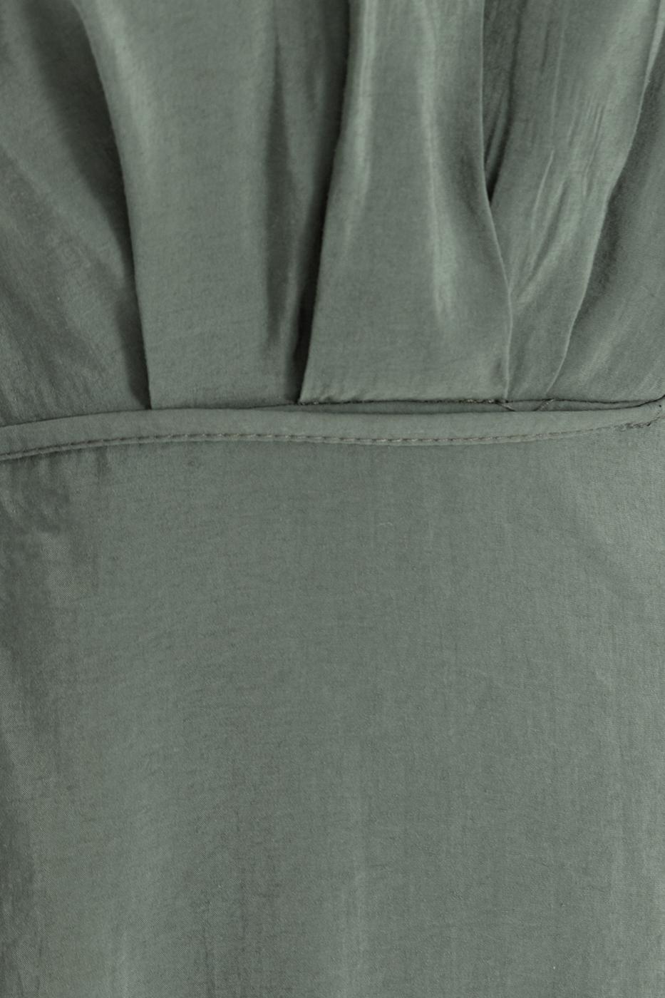 Bayan Yeşil Sırt Dekolteli Midi Elbise