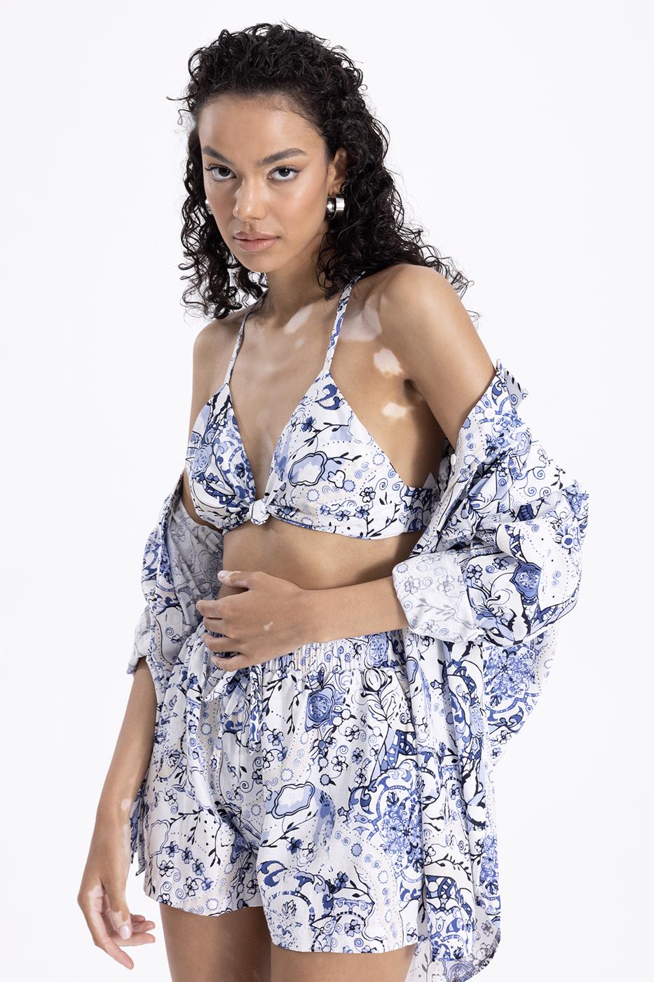 Bayan Beyaz Cotton Mini Şort