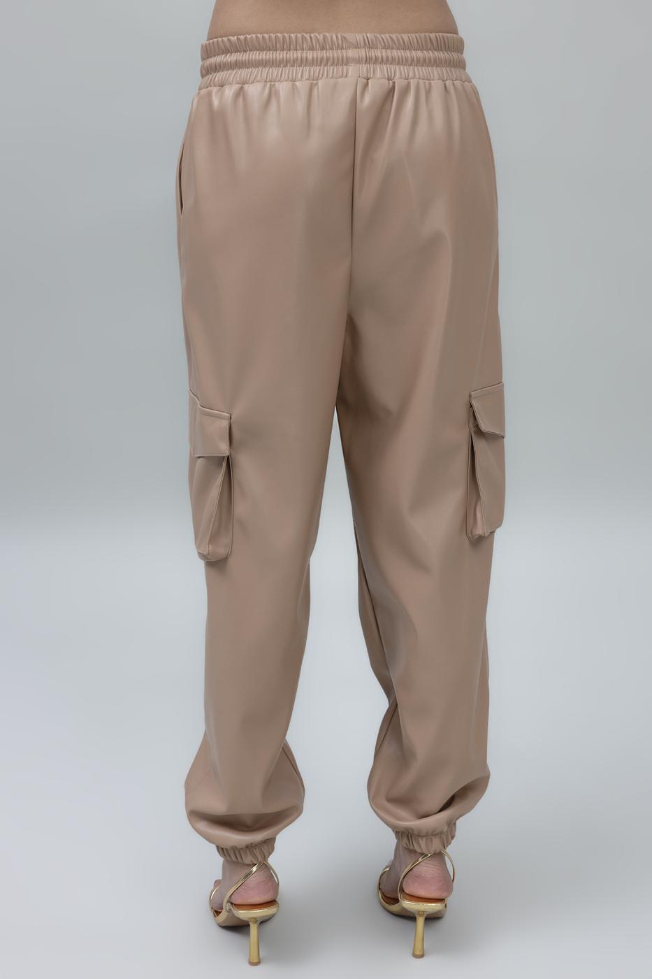 Bayan Camel Kargo Jogging Suni Deri Pantolon