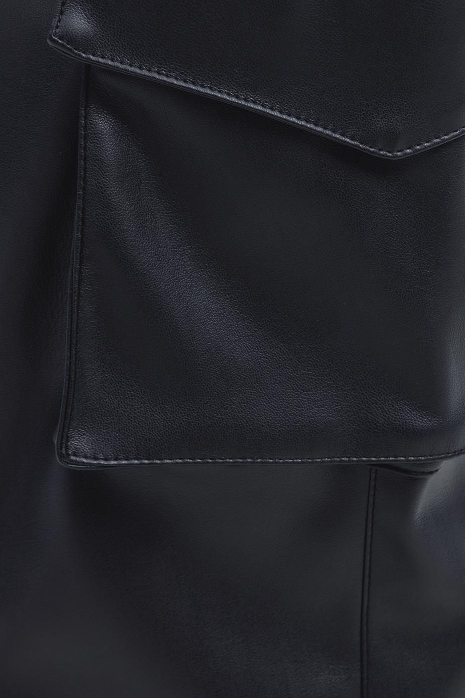 Bayan Siyah Kargo Jogging Suni Deri Pantolon