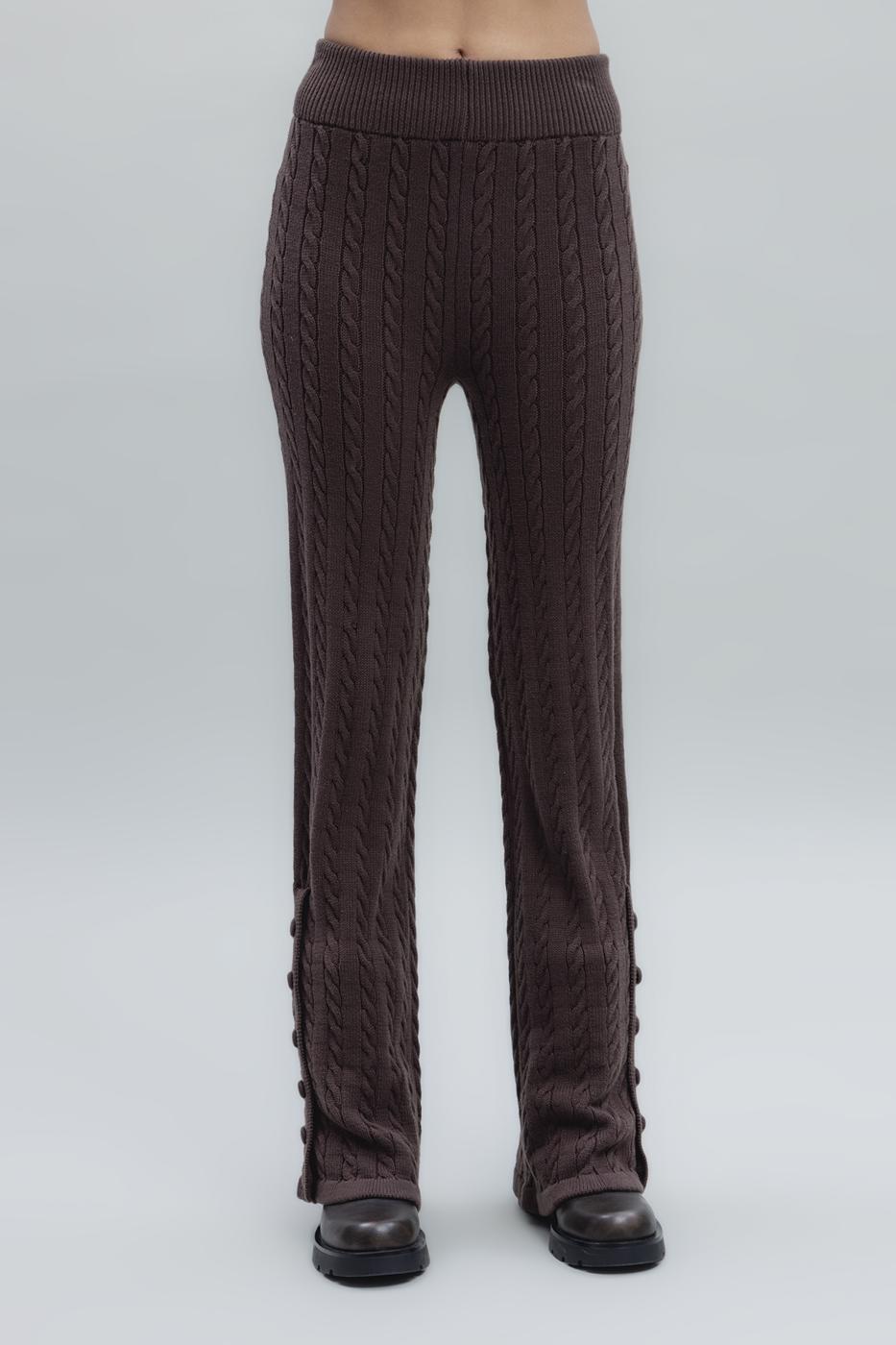 Bayan Kahverengi Saç örgülü Triko Pantolon