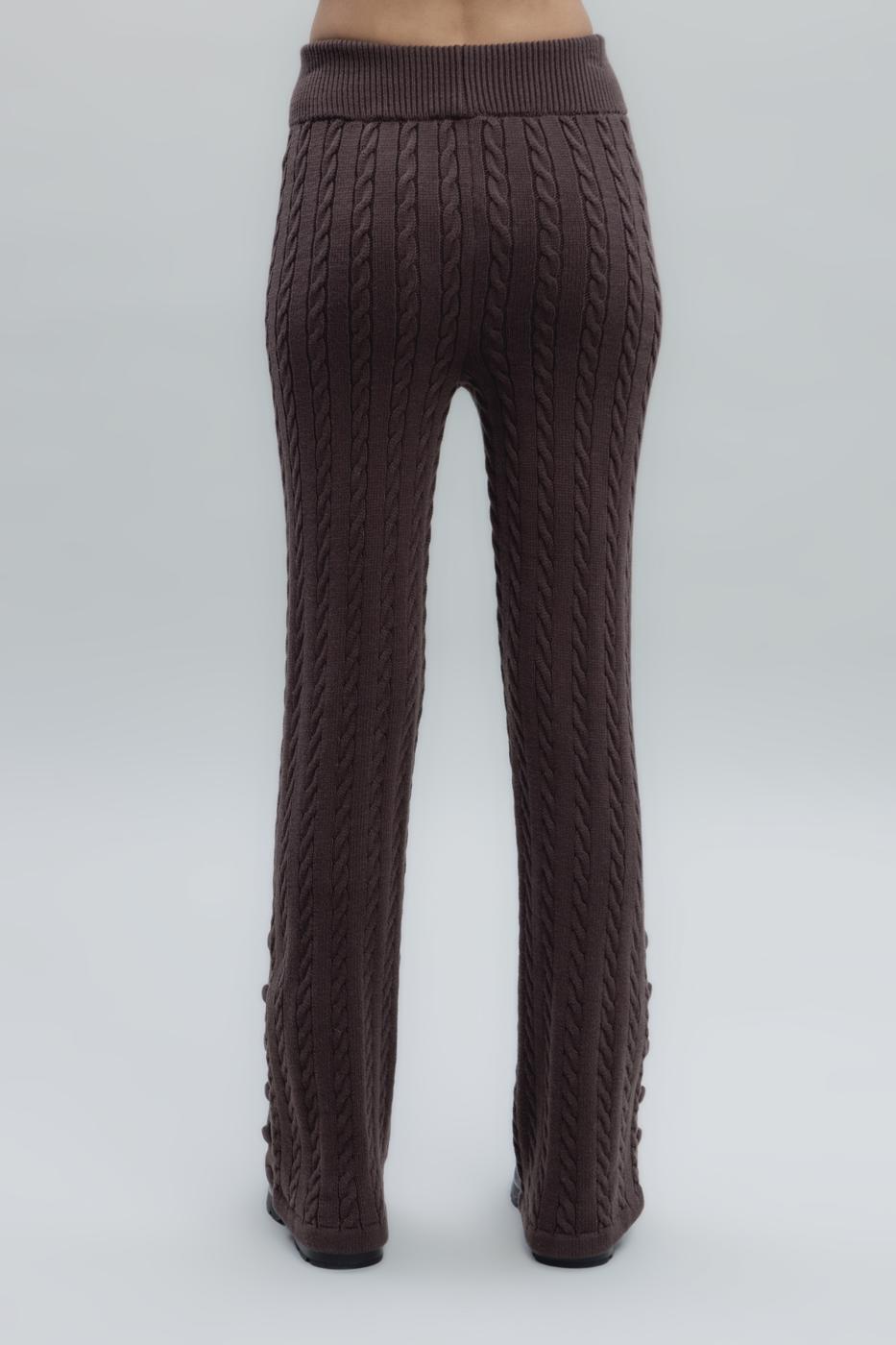Bayan Kahverengi Saç örgülü Triko Pantolon
