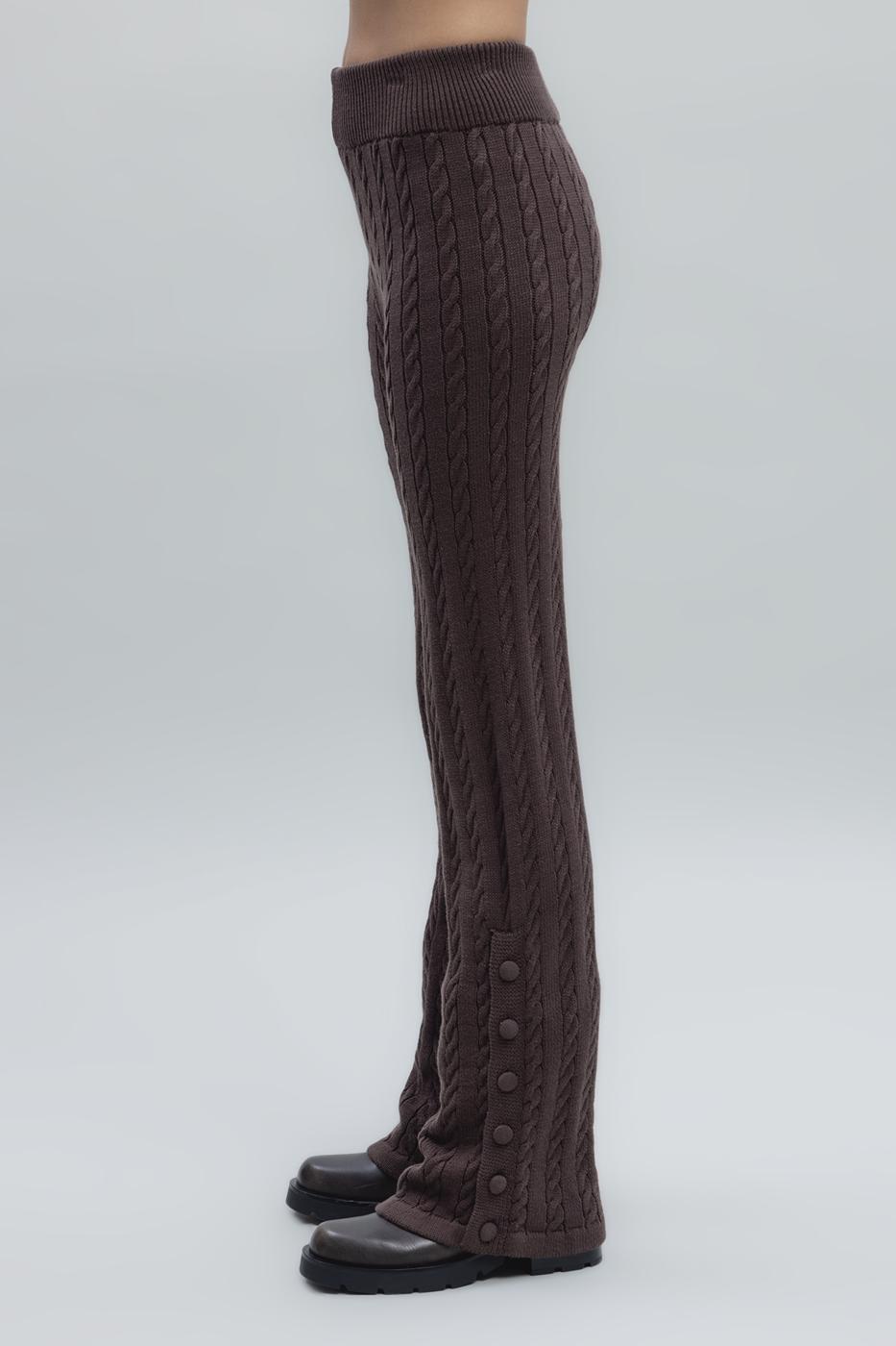 Bayan Kahverengi Saç örgülü Triko Pantolon