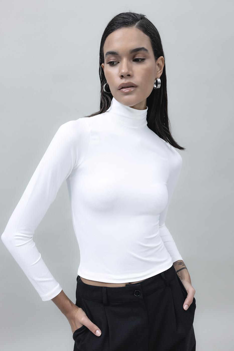 Bayan Ekru Dik Yakalı Top