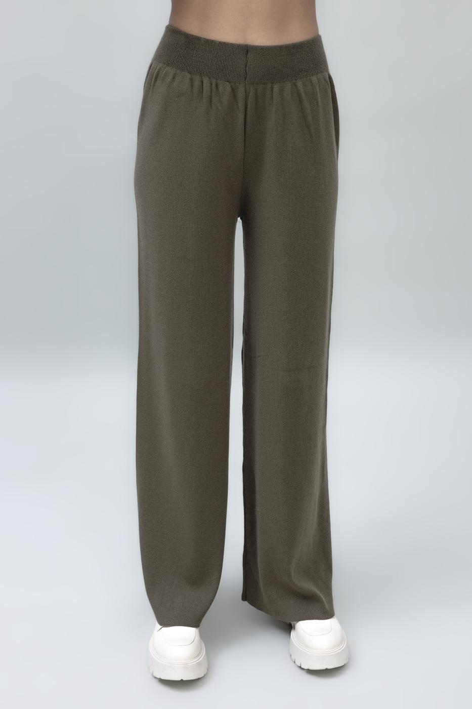 Bayan Haki Bol Paça Triko Pantolon