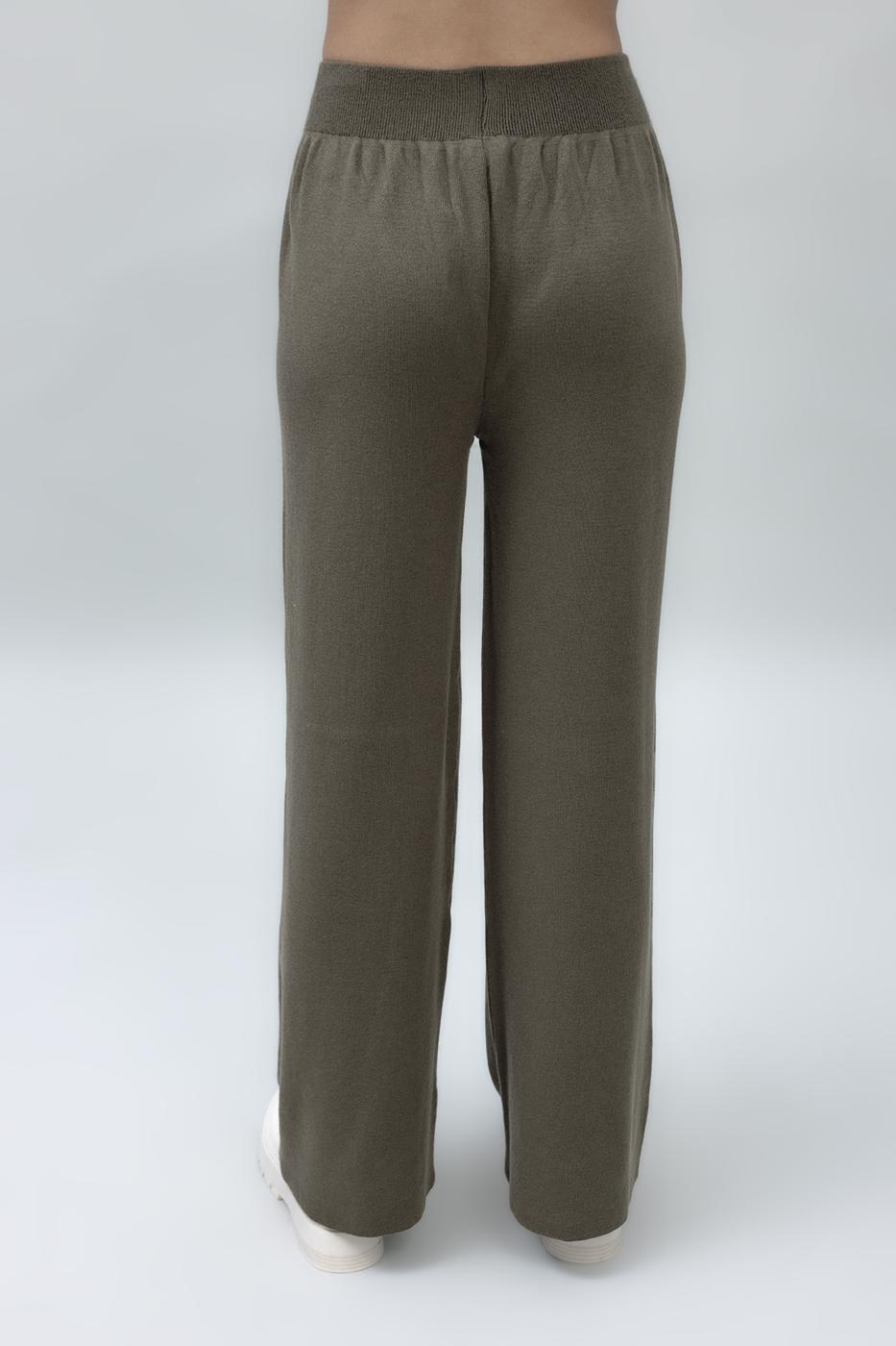 Bayan Haki Bol Paça Triko Pantolon